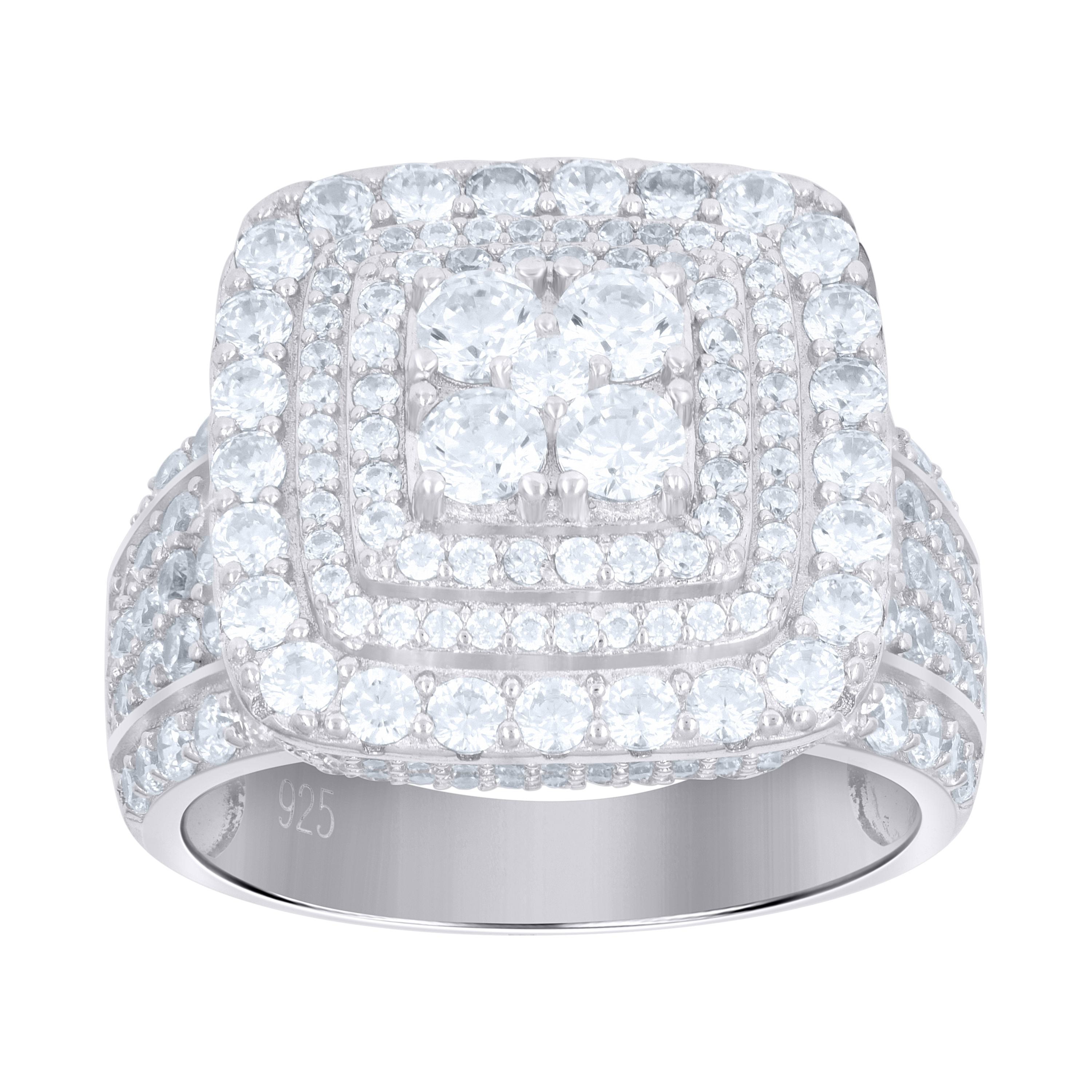 925 Sterling Silver Mens Cubic-Zirconia Square Fashion Ring Size 9